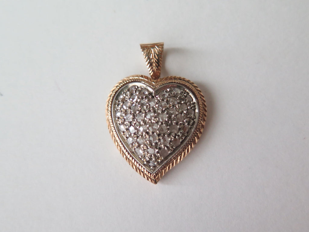 Vintage Diamond Pendant, 14k Gold, Rose-cut Diamonds, ca. 1960s