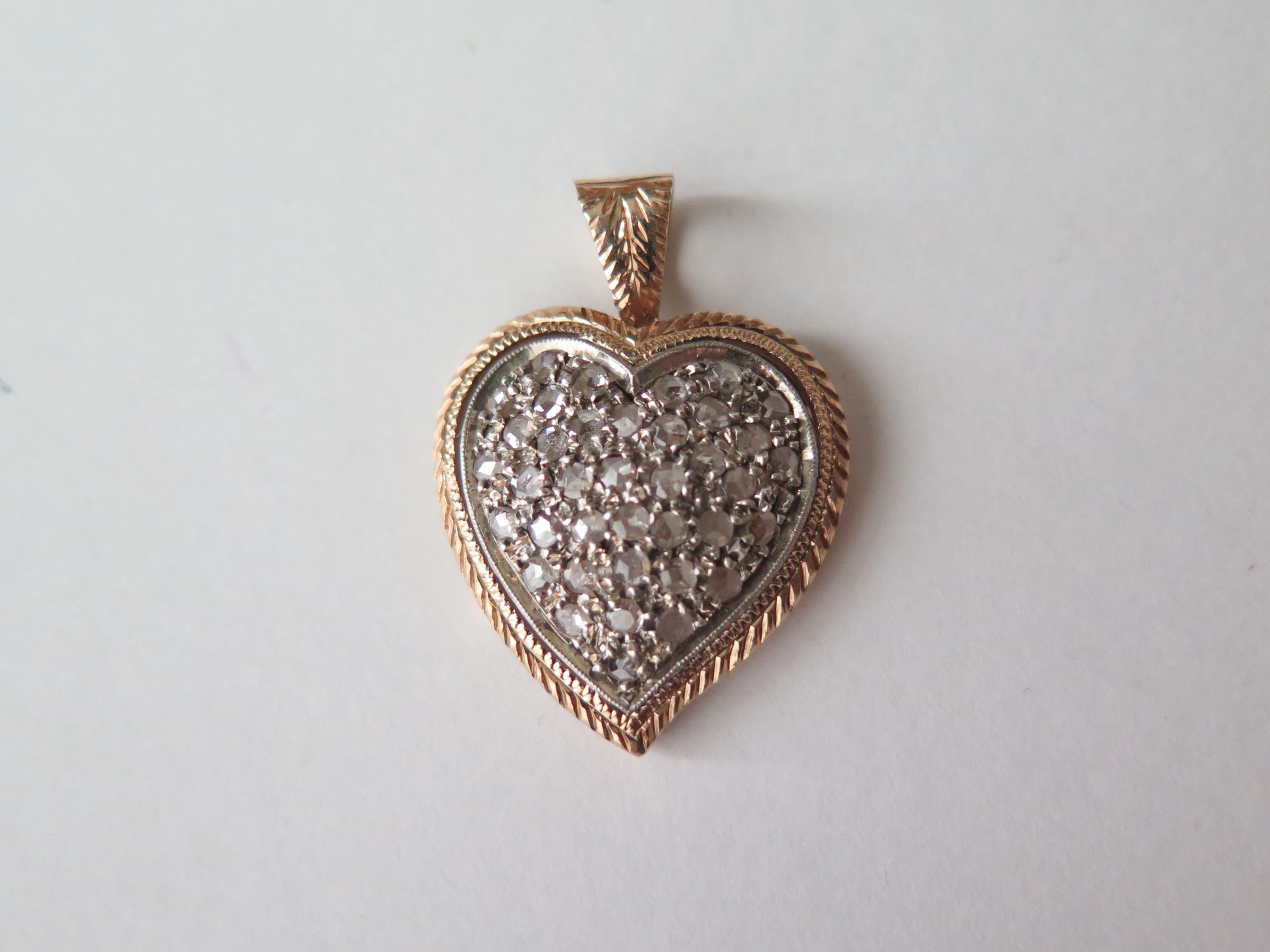 Vintage Diamond Pendant, 14k Gold, Rose-cut Diamonds, ca. 1960s