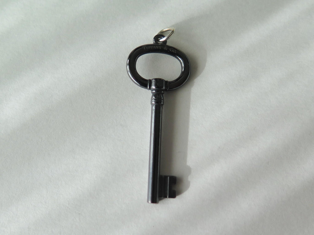 Vintage Tiffany & Co. Titanium Key Pendant, Designer Jewelry, Original Pouch