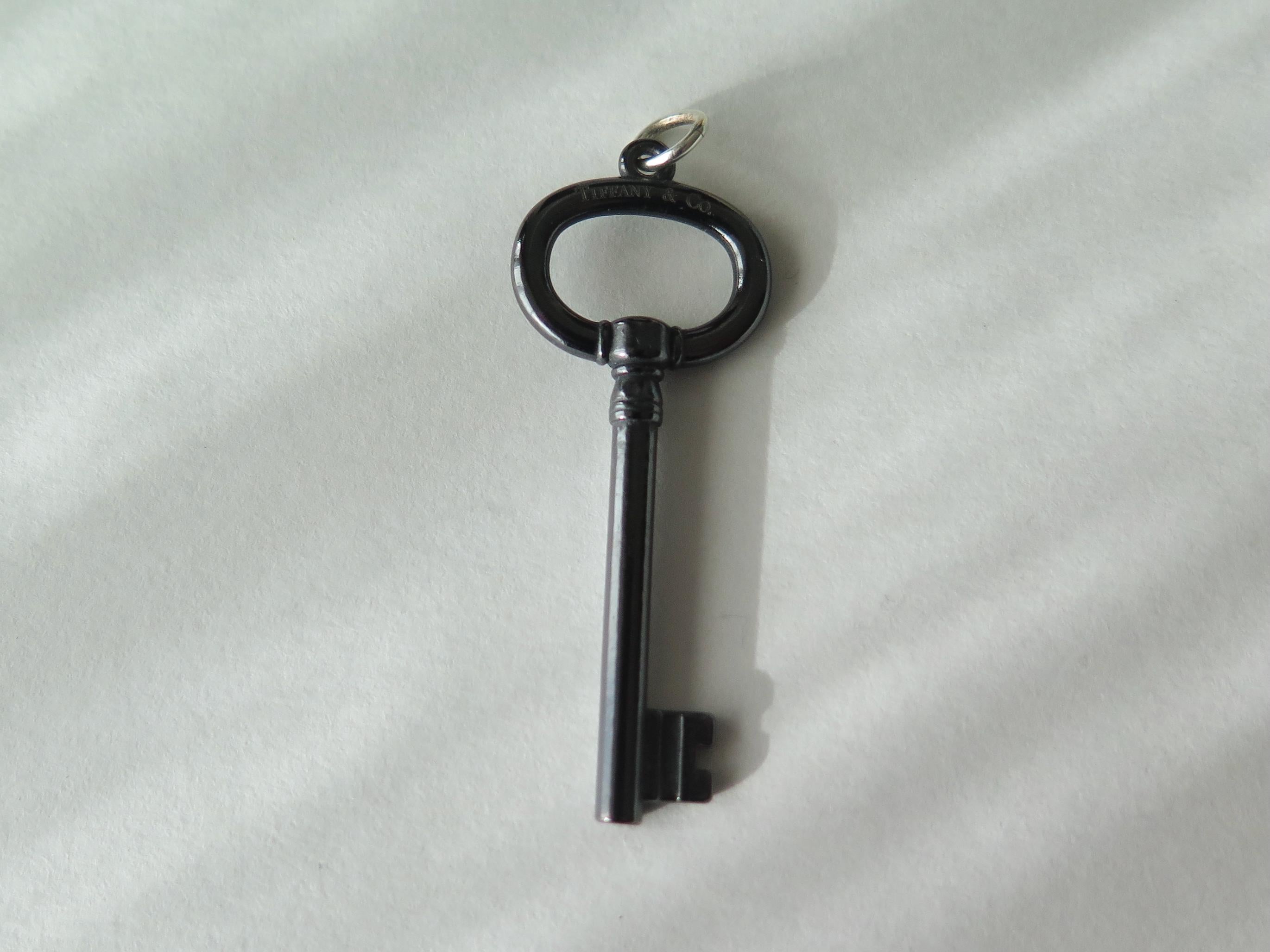Vintage Tiffany & Co. Titanium Key Pendant, Designer Jewelry, Original Pouch