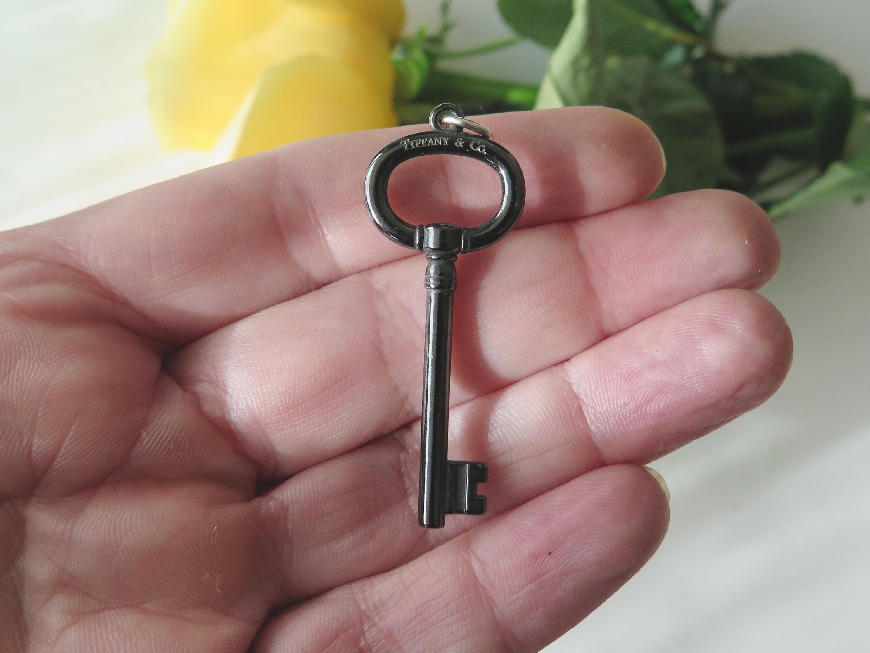 Vintage Tiffany & Co. Titanium Key Pendant, Designer Jewelry, Original Pouch