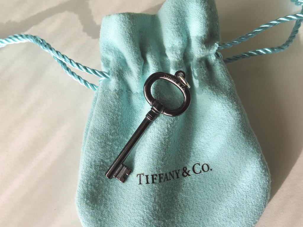 Vintage Tiffany & Co. Titanium Key Pendant, Designer Jewelry, Original Pouch
