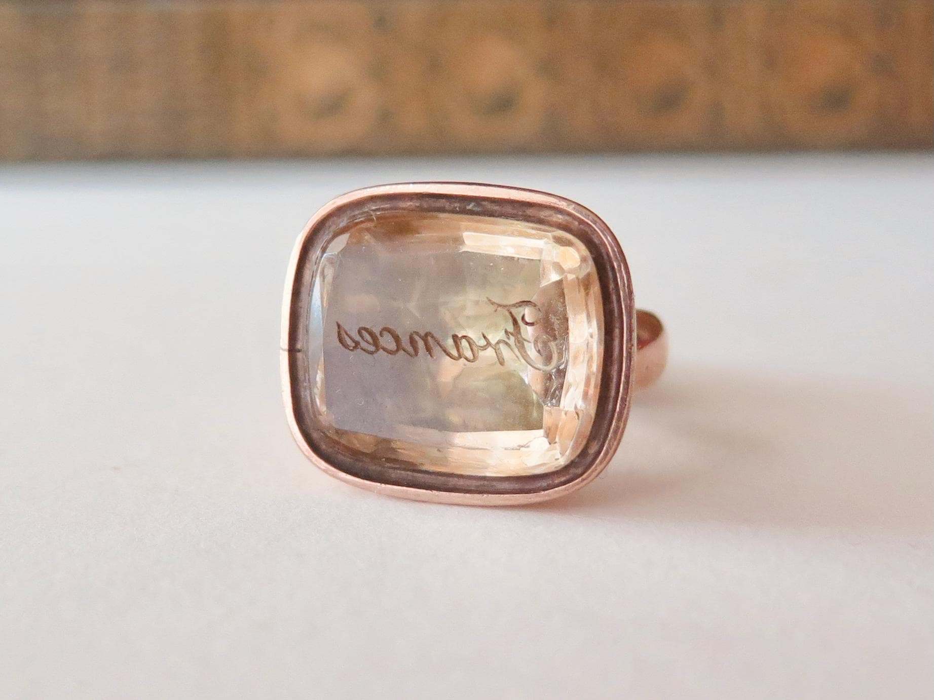 Antique Citrin Intaglio Fob "Frances"
