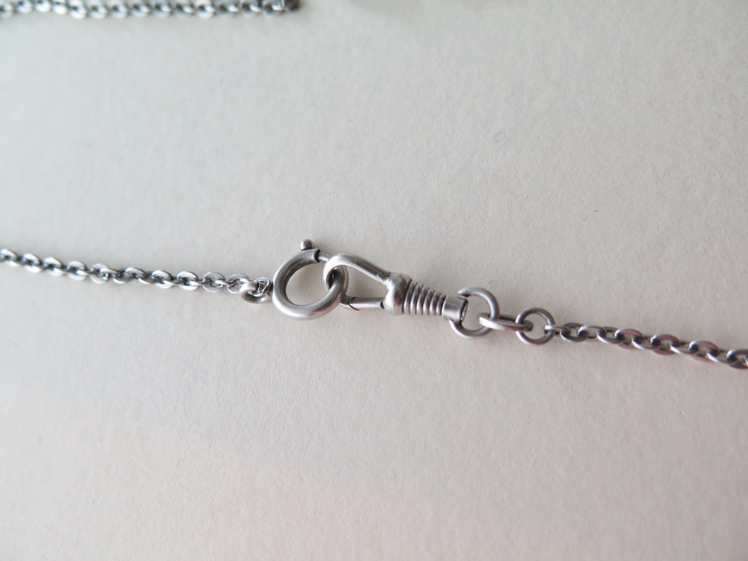 Antique Edwardian 800 Silver Sautoir Necklace: 61" Long Guard Chain