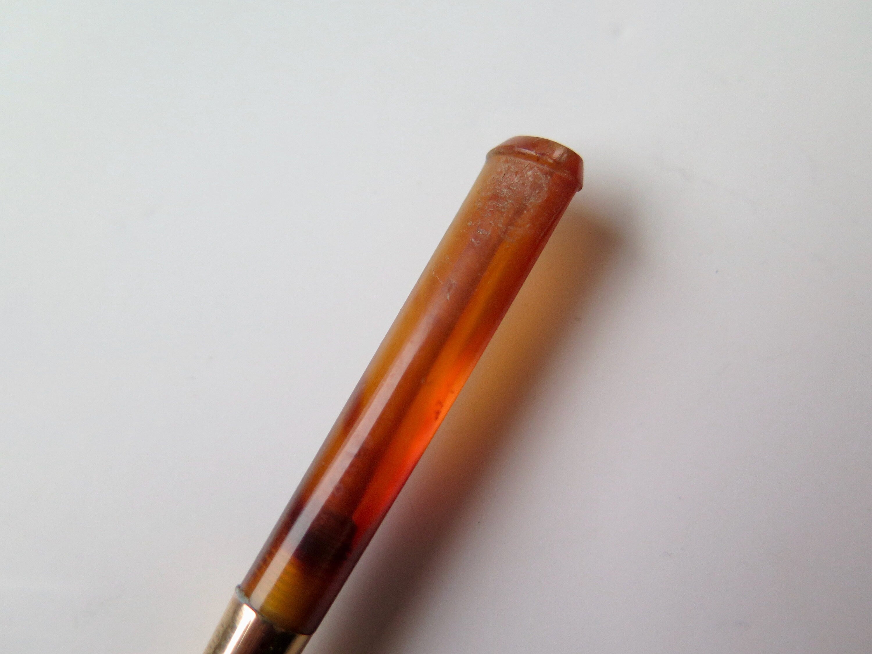 Antique Edwardian 9k Gold & Faux Tortoiseshell Cigarette Holder, London 1919