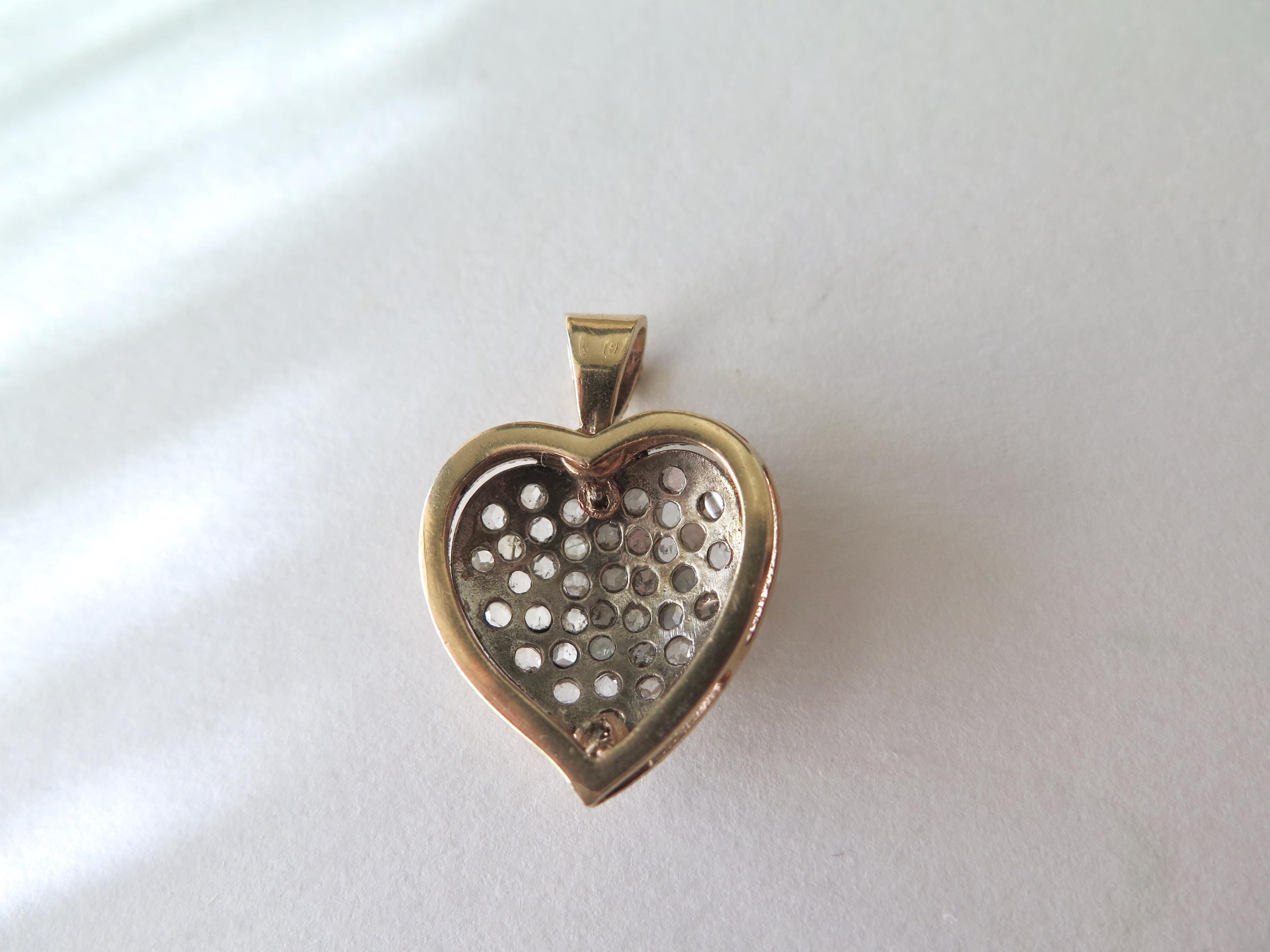 Vintage Diamond Pendant, 14k Gold, Rose-cut Diamonds, ca. 1960s