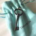 Vintage Tiffany & Co. Titanium Key Pendant, Designer Jewelry, Original Pouch