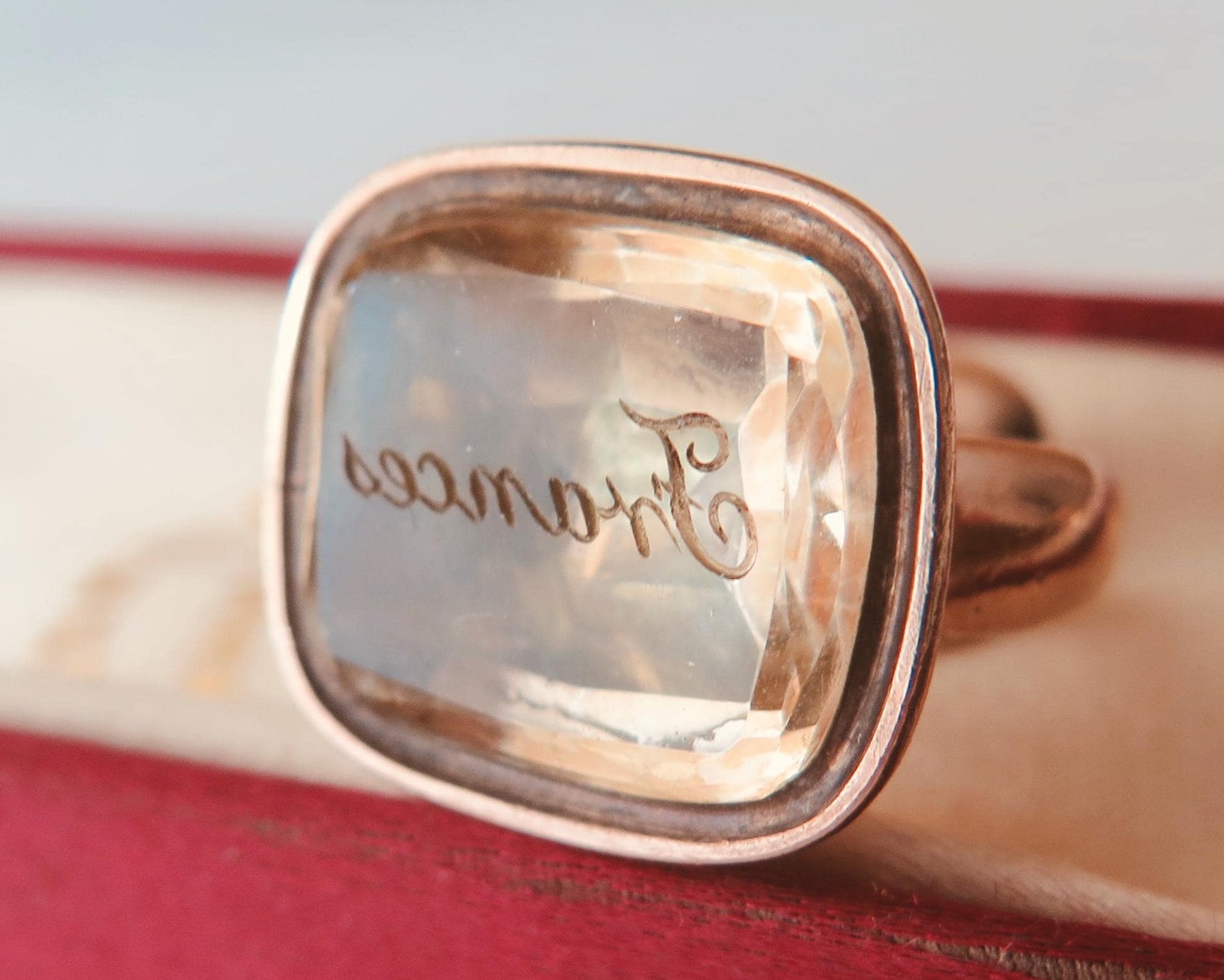 Antique Citrin Intaglio Fob "Frances"