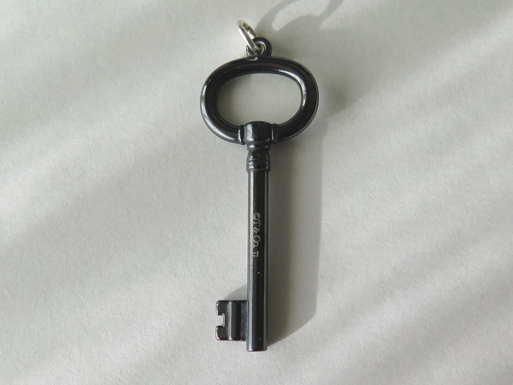 Vintage Tiffany & Co. Titanium Key Pendant, Designer Jewelry, Original Pouch