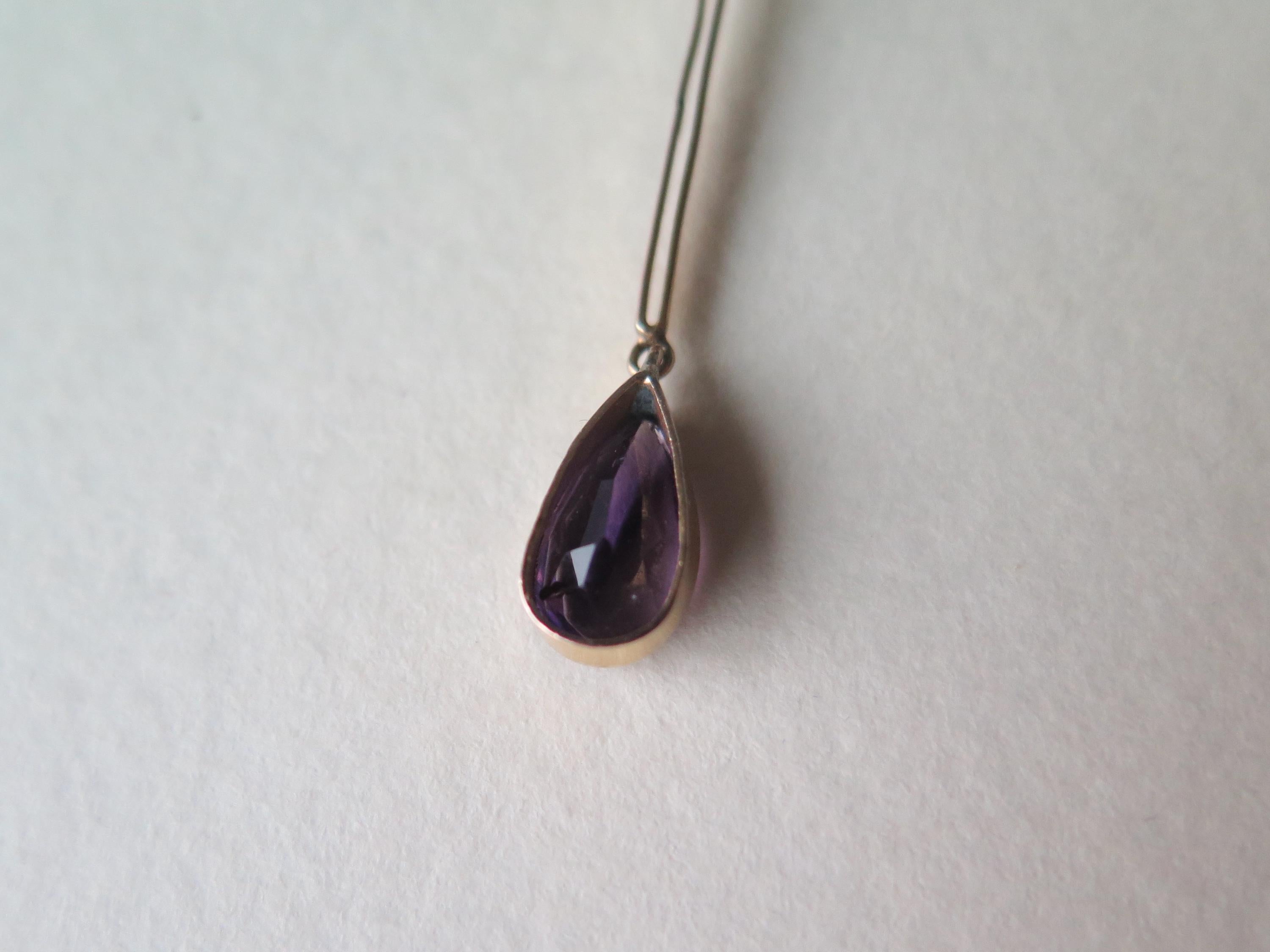 Antique Edwardian Necklace, 9k Rose Gold Amethysts Negligee Necklace