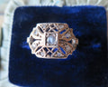 Antique 9k Gold Rose Cut Diamond Ring - Belle Epoque Filigree
