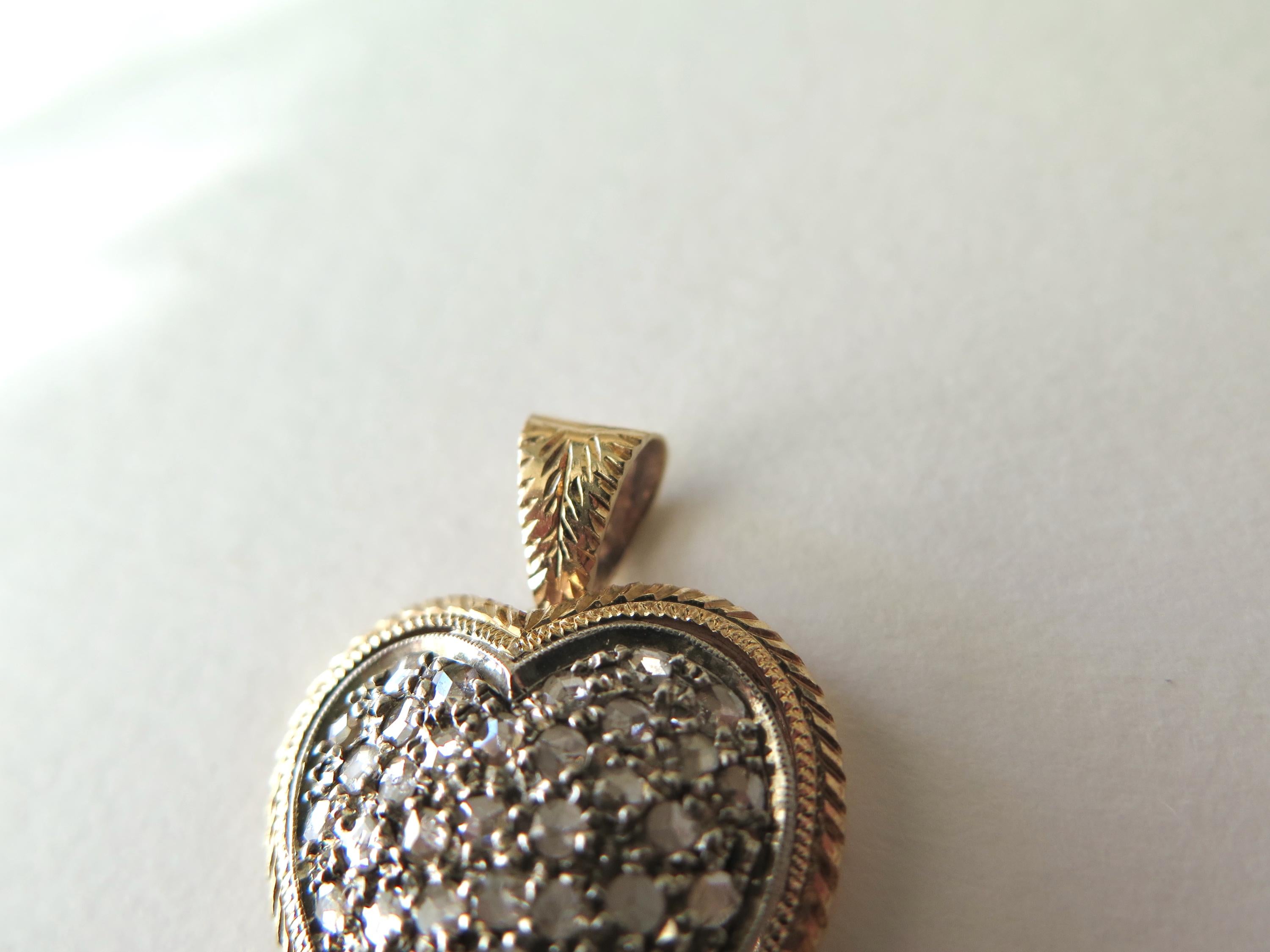 Vintage Diamond Pendant, 14k Gold, Rose-cut Diamonds, ca. 1960s