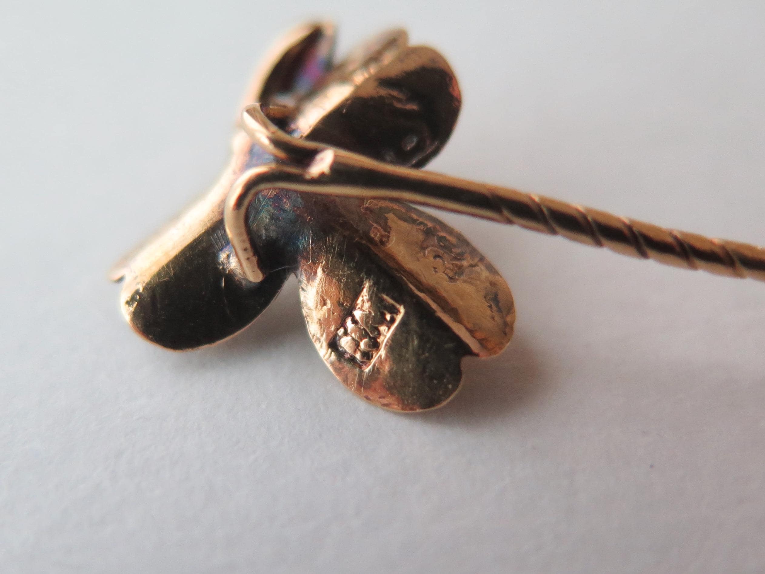 Antique Art Nouveau 14ct Gold Stick Pin, Natural Pearl Clover