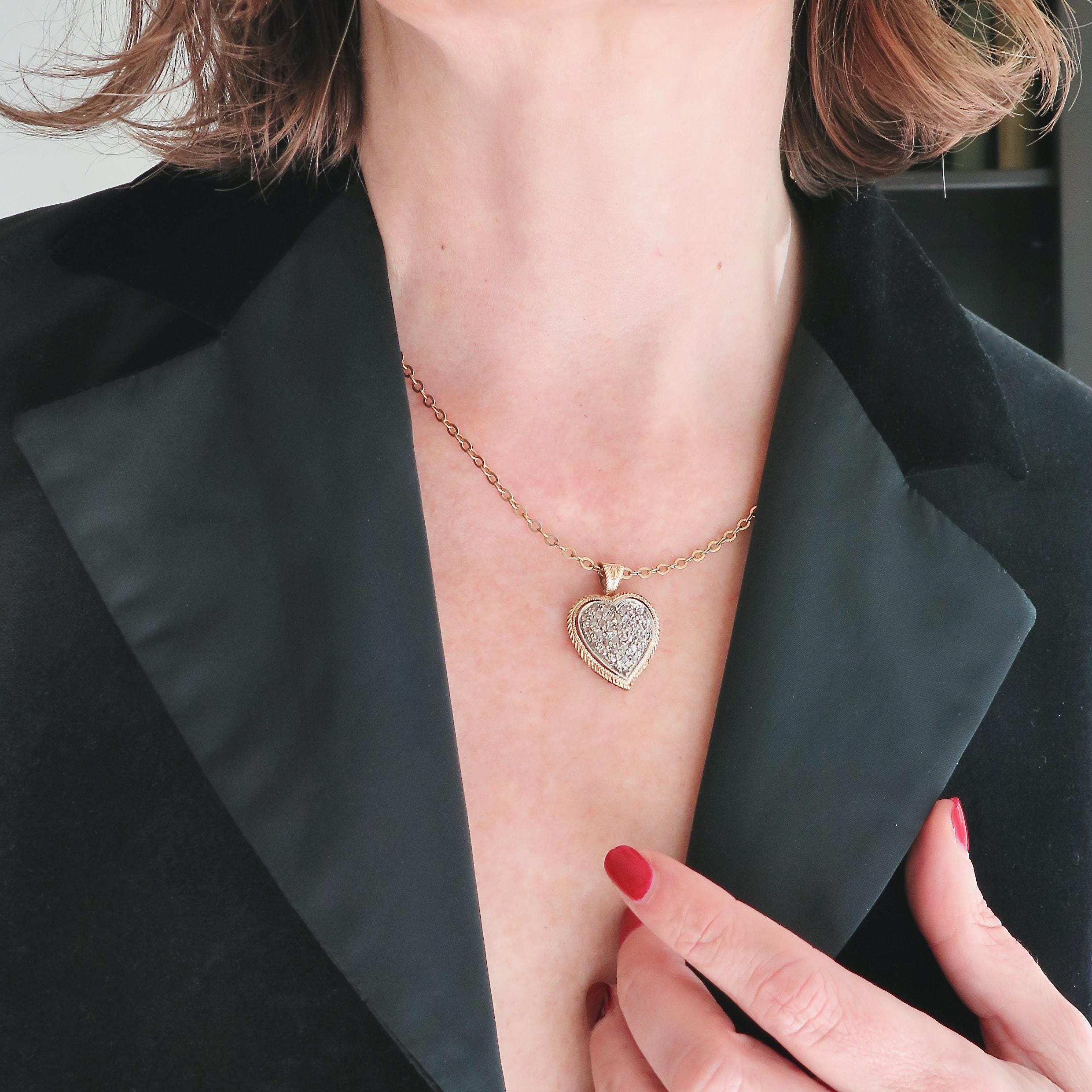 Vintage Diamond Pendant, 14k Gold, Rose-cut Diamonds, ca. 1960s