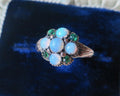 Victorian Opal Cluster Ring: 9ct Gold & Paste Emeralds, UK Hallmarked, US Size 6