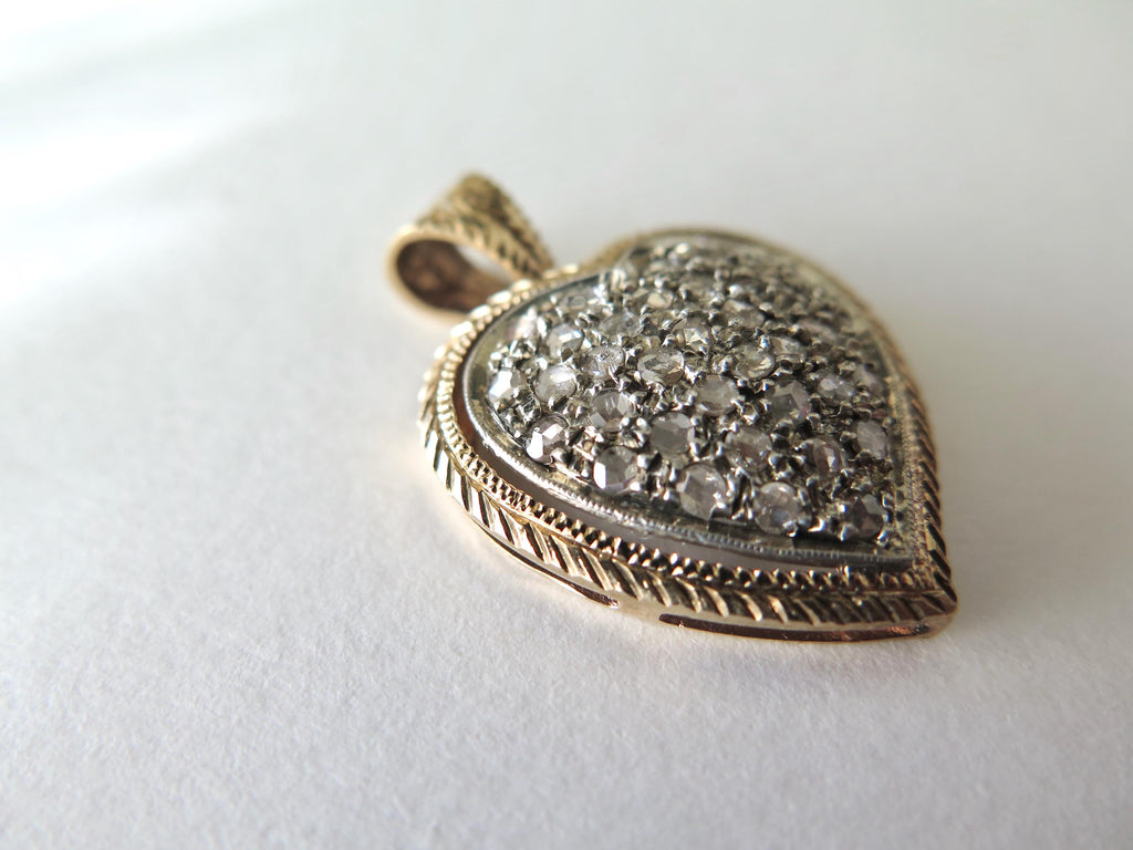 Vintage Diamond Pendant, 14k Gold, Rose-cut Diamonds, ca. 1960s