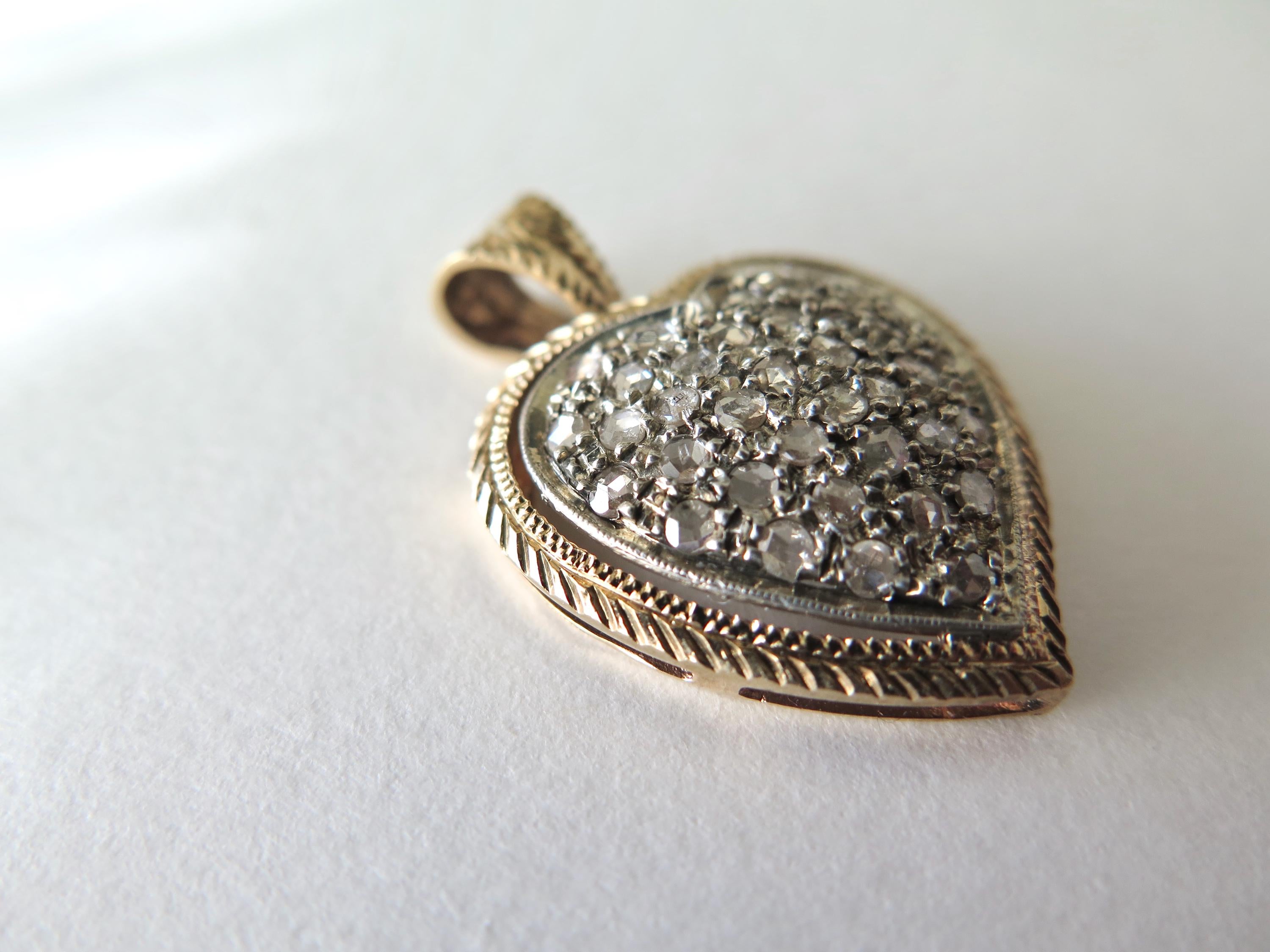 Vintage Diamond Pendant, 14k Gold, Rose-cut Diamonds, ca. 1960s