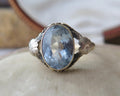 Antique French Art Nouveau Ring 14k Gold – Oval Blue Gemstone – Floral Shoulders