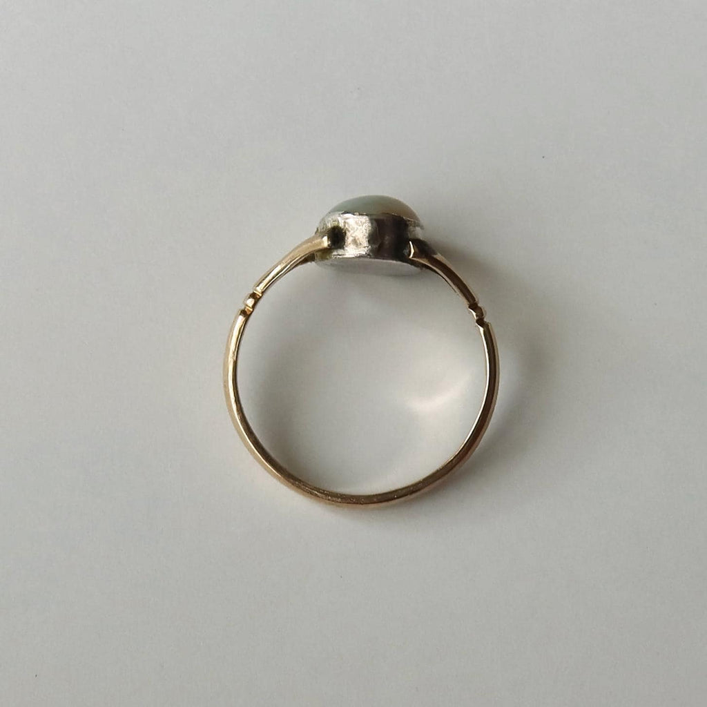 Antique Edwardian 9k Gold Natural Opal Ring, Oval Cabochon Opal