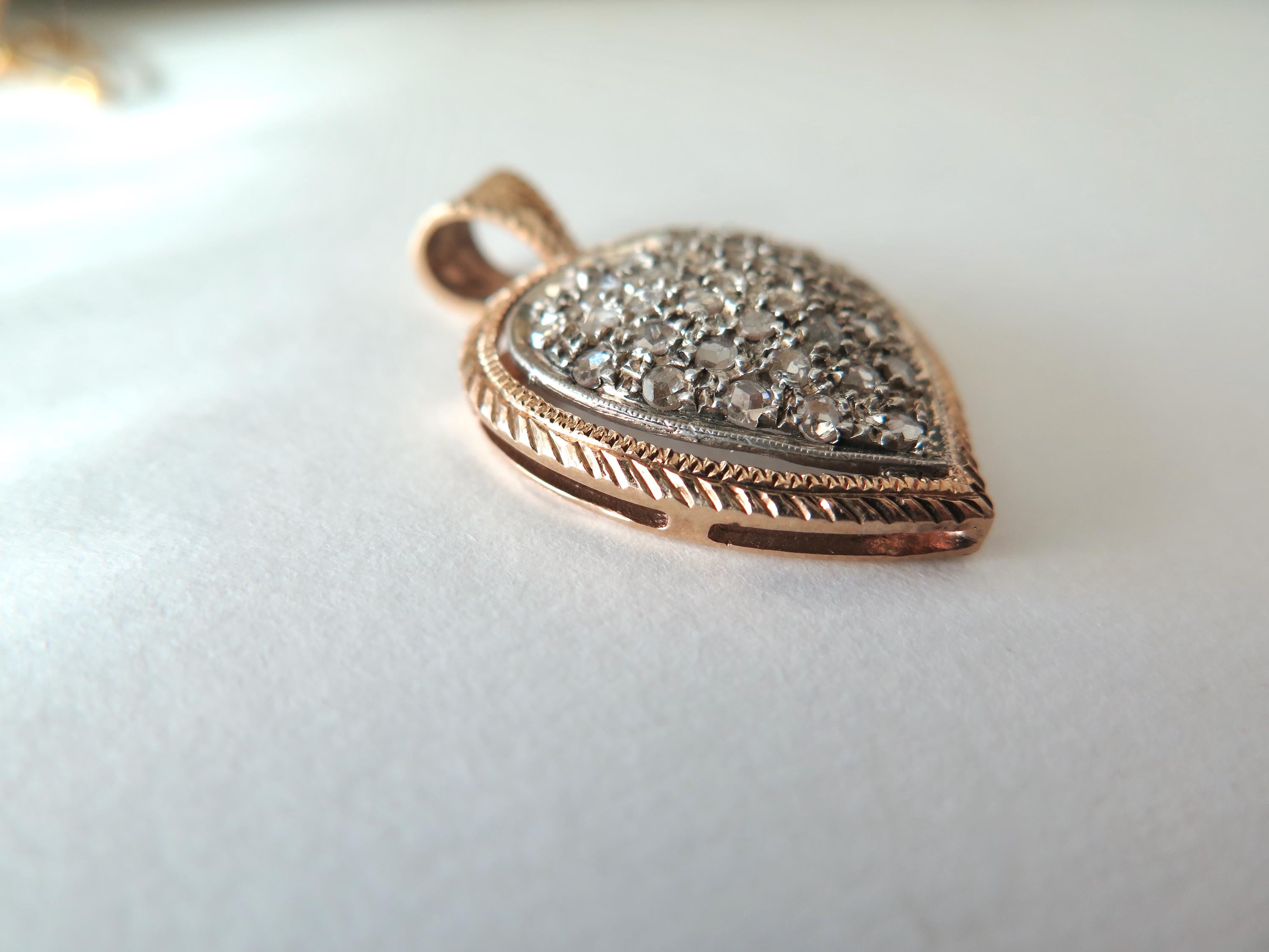 Vintage Diamond Pendant, 14k Gold, Rose-cut Diamonds, ca. 1960s