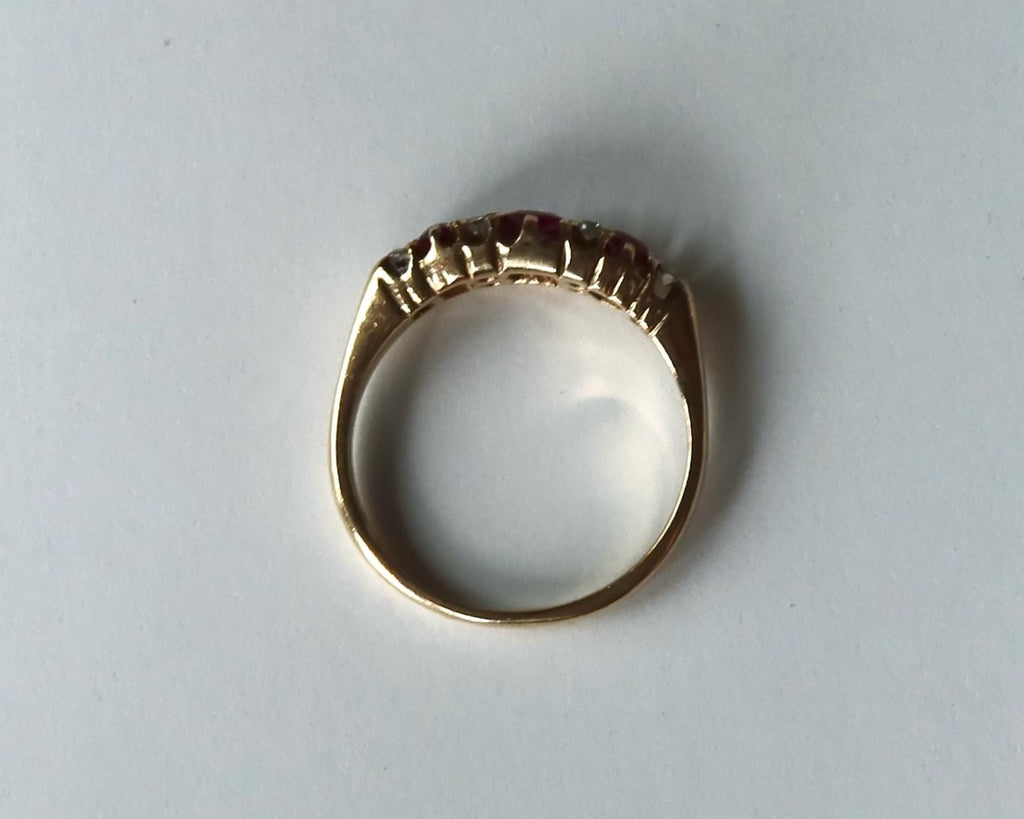 Antique Edwardian 18k Gold Pink Rubies and Diamonds Ring