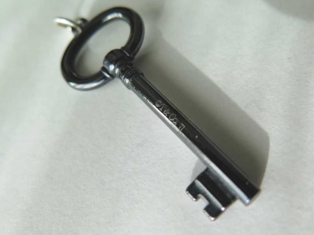 Vintage Tiffany & Co. Titanium Key Pendant, Designer Jewelry, Original Pouch
