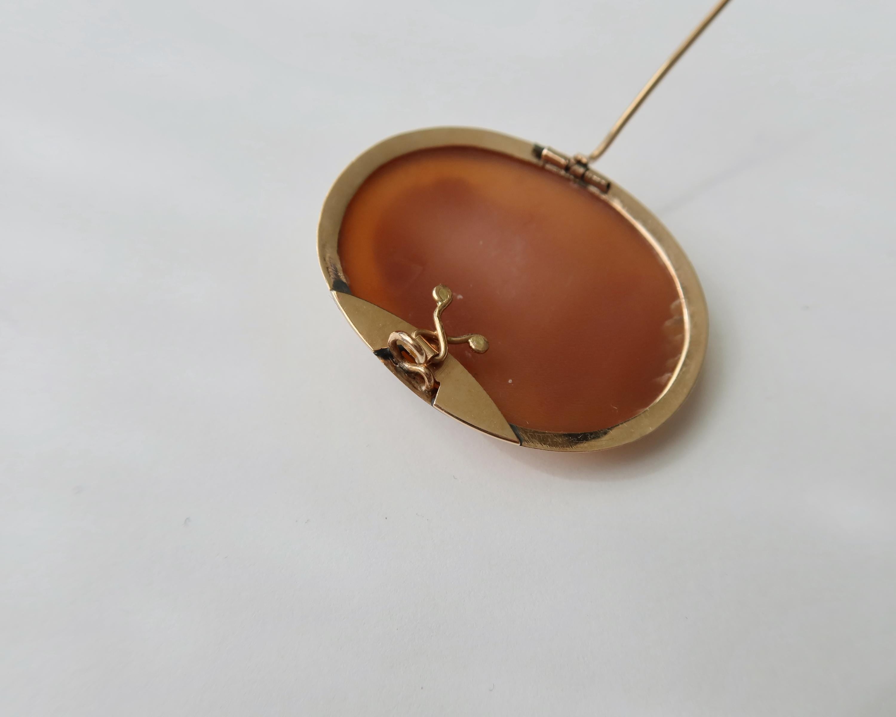 Antique Edwardian Cameo Brooch, 9k Gold