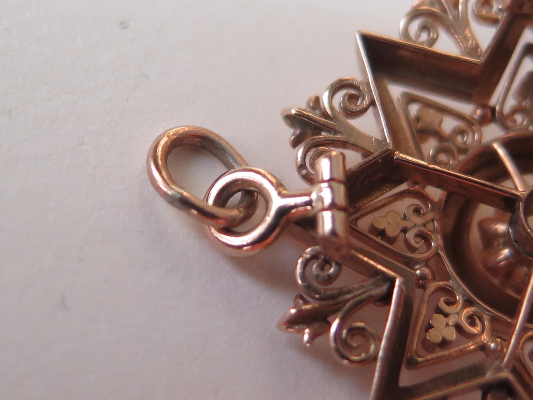 Antique 14k Gold Star Pendant-Brooch with Old Mine Cut Diamond