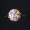 Belle Époque Diamond Cluster Ring: 18k Gold Peruzzi Cut, US Size 7.25