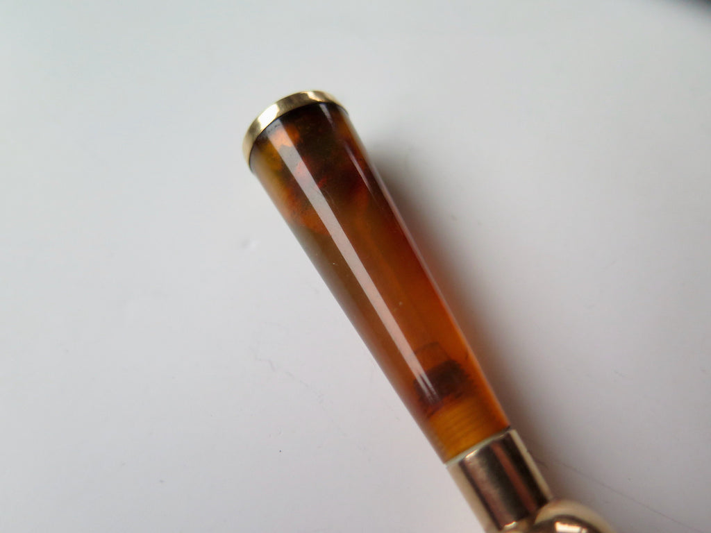 Antique Edwardian 9k Gold & Faux Tortoiseshell Cigarette Holder, London 1919