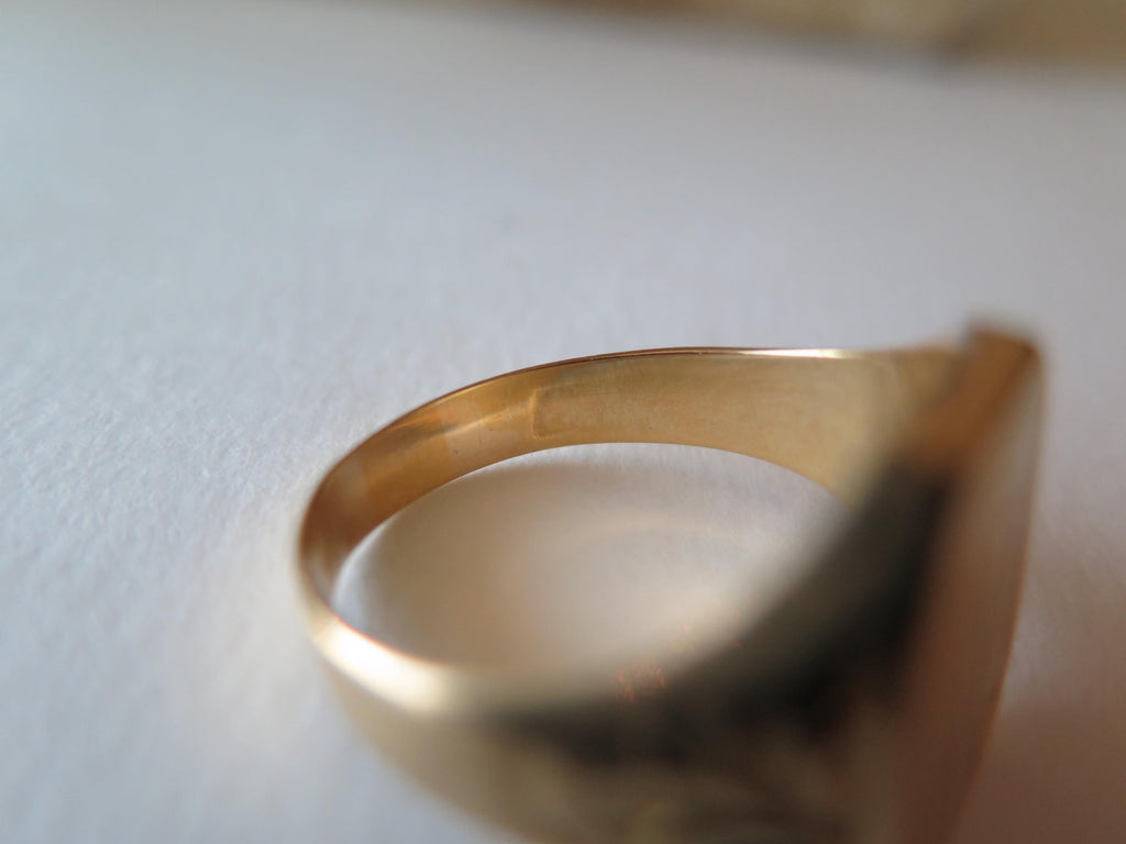 Antique 18k Rose Gold Signet Ring: Art Deco HM Monogram