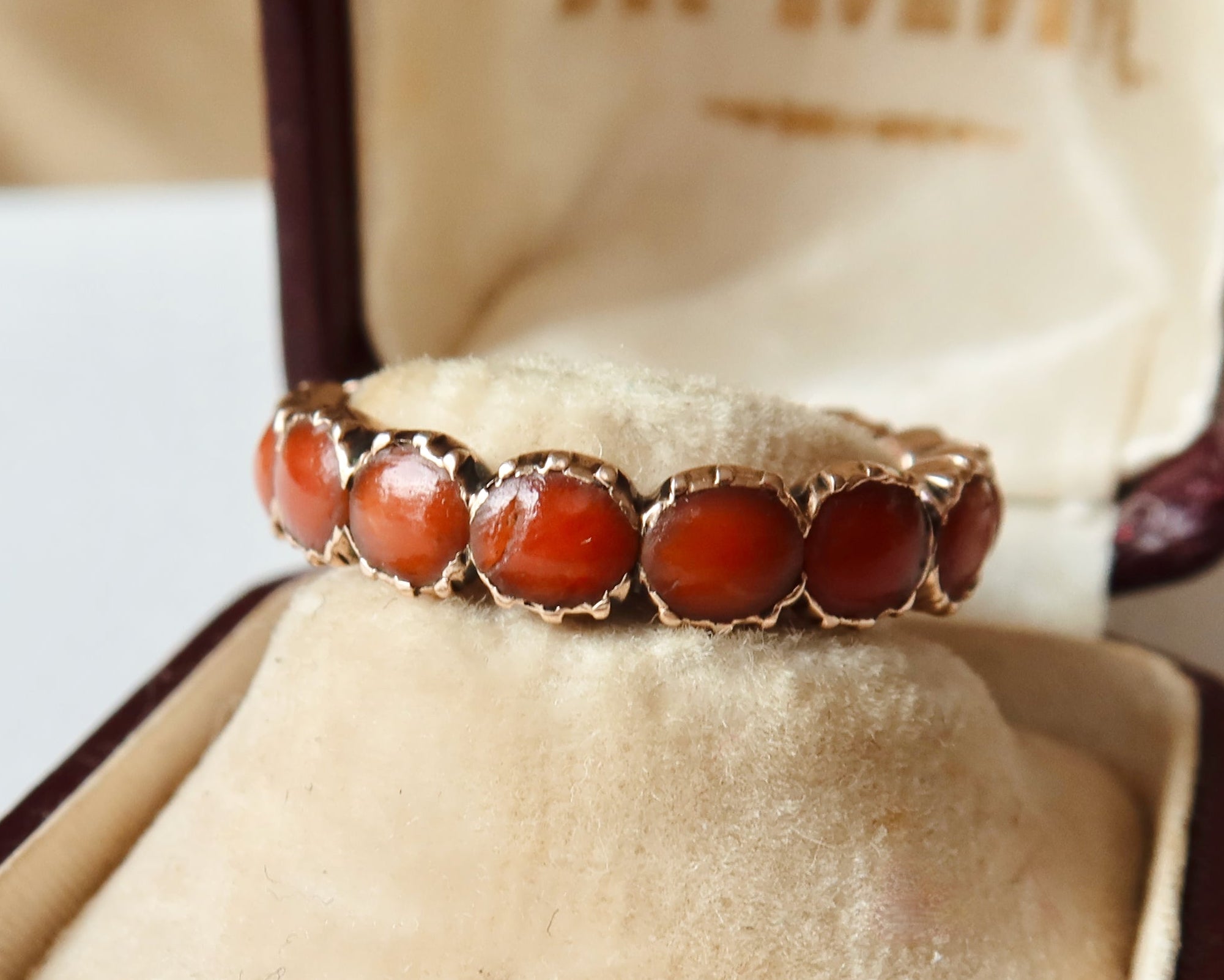 Antique Georgian Coral Infinity Ring 9k Rose Gold