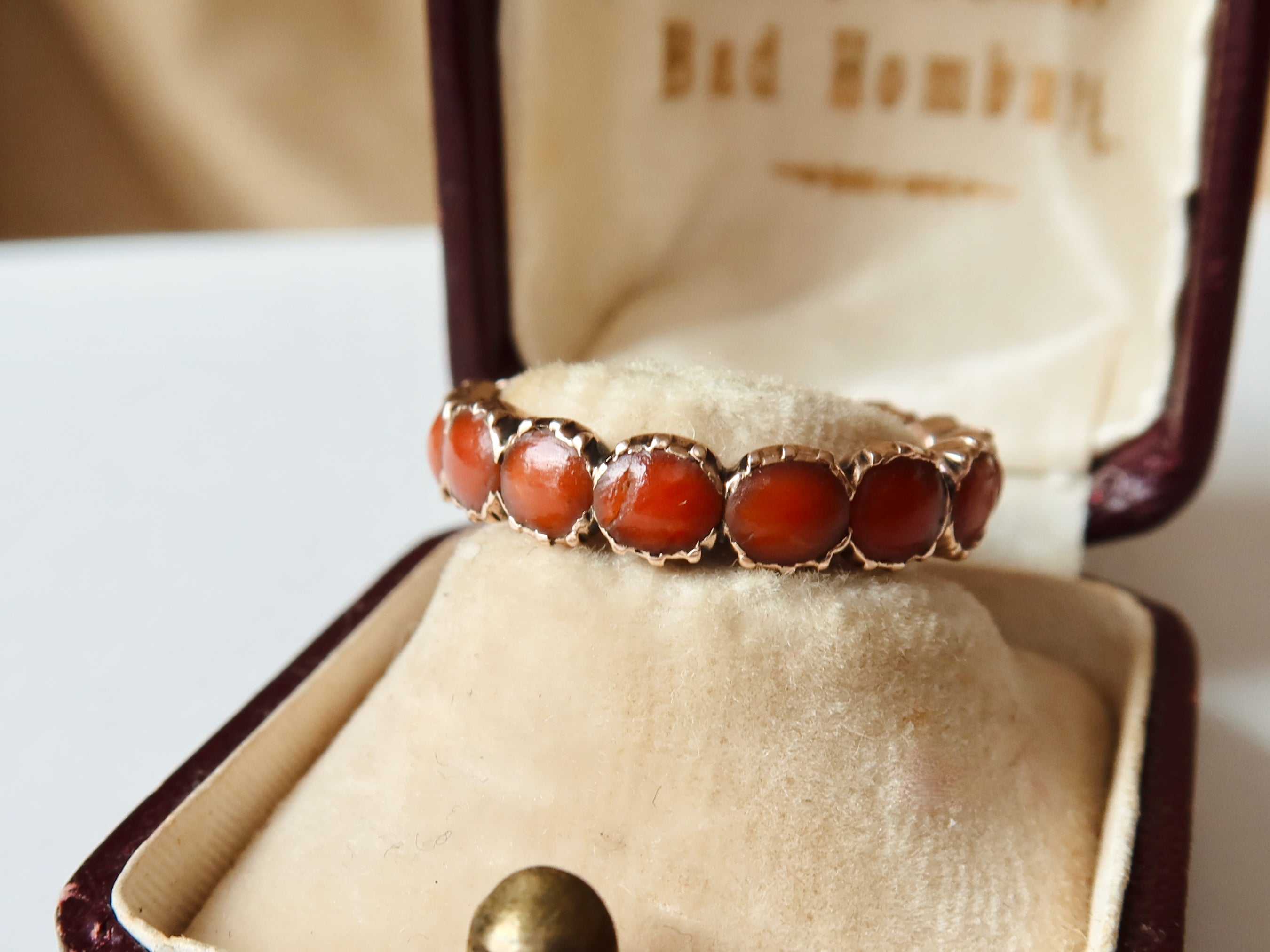 Antique Georgian Coral Infinity Ring 9k Rose Gold