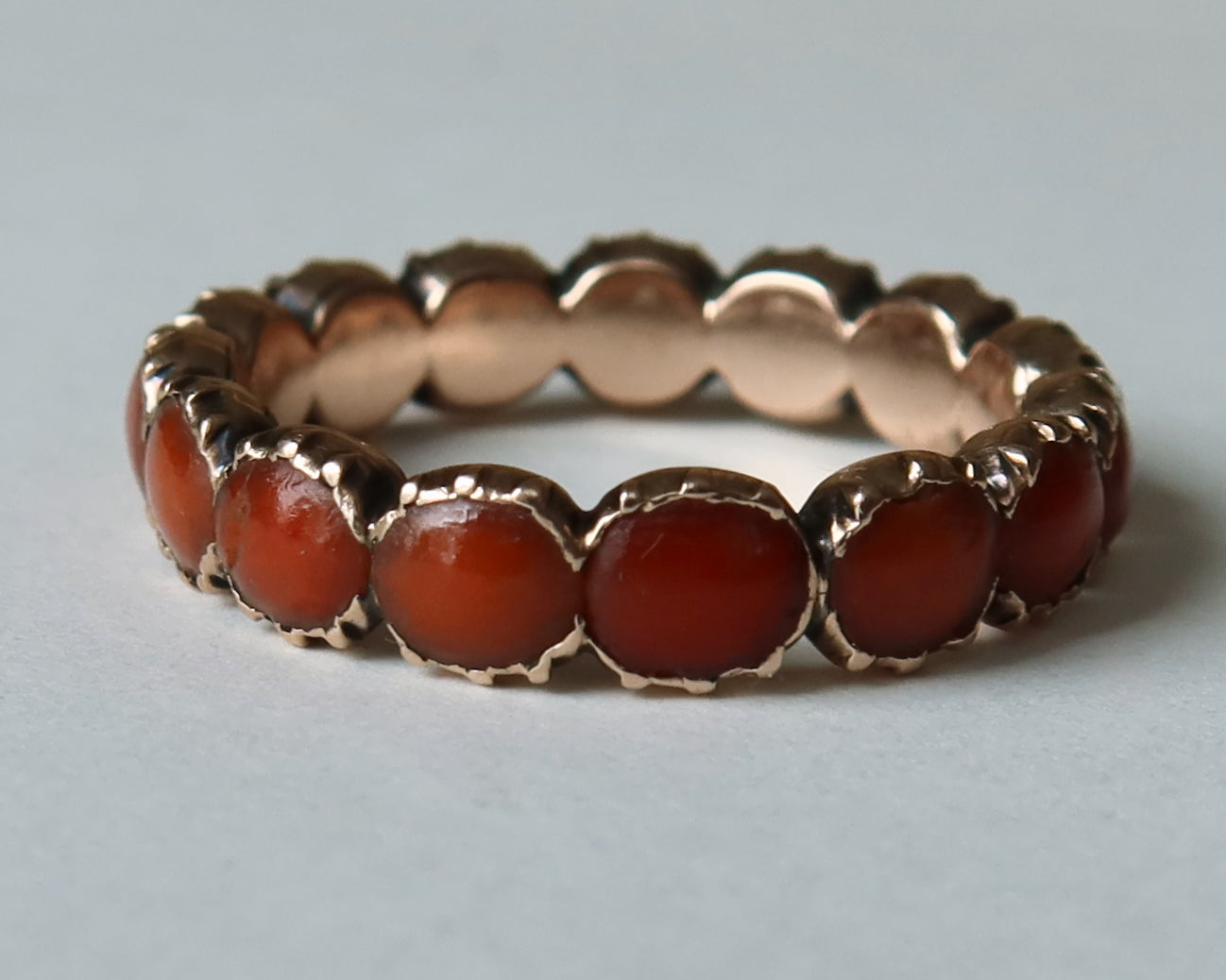 Antique Georgian Coral Infinity Ring 9k Rose Gold