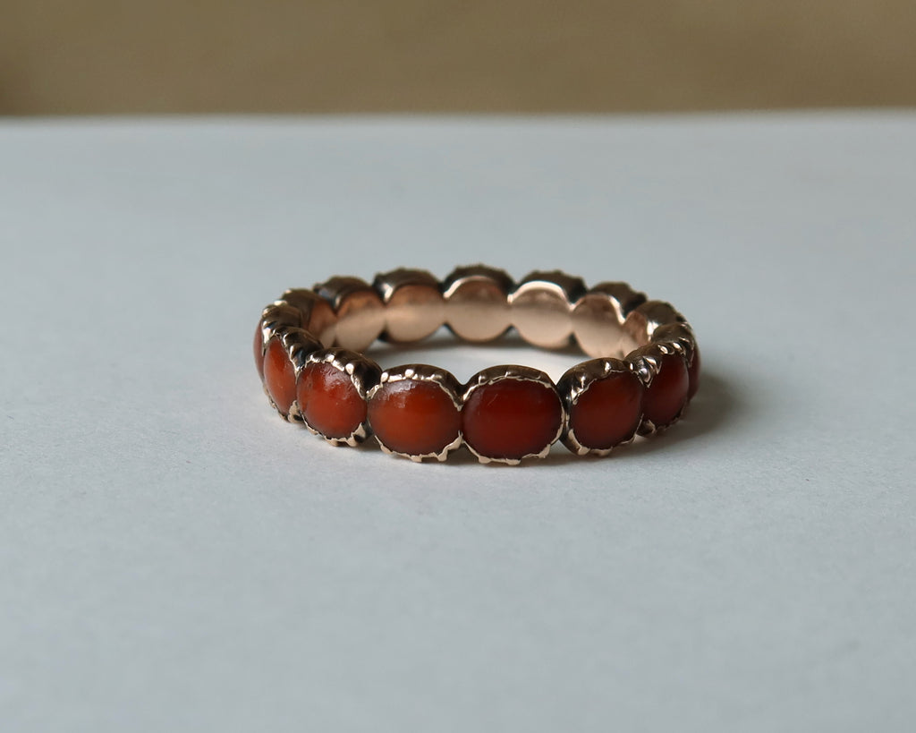 Antique Georgian Coral Infinity Ring 9k Rose Gold