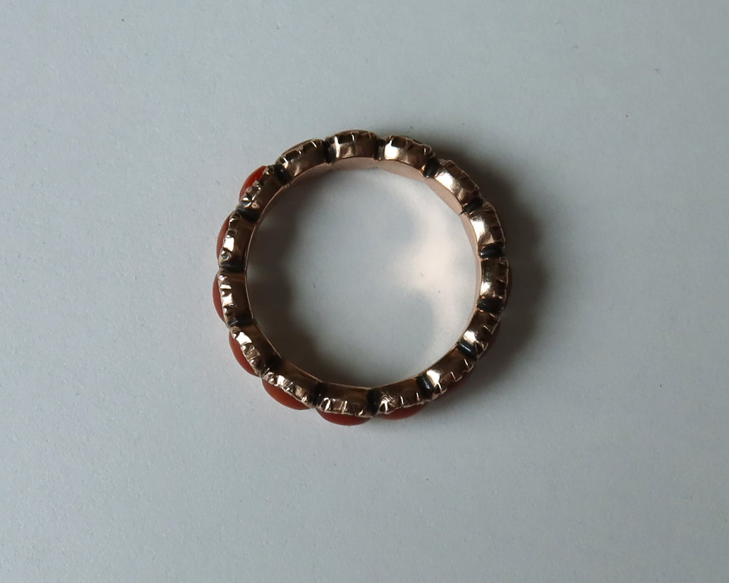 Antique Georgian Coral Infinity Ring 9k Rose Gold