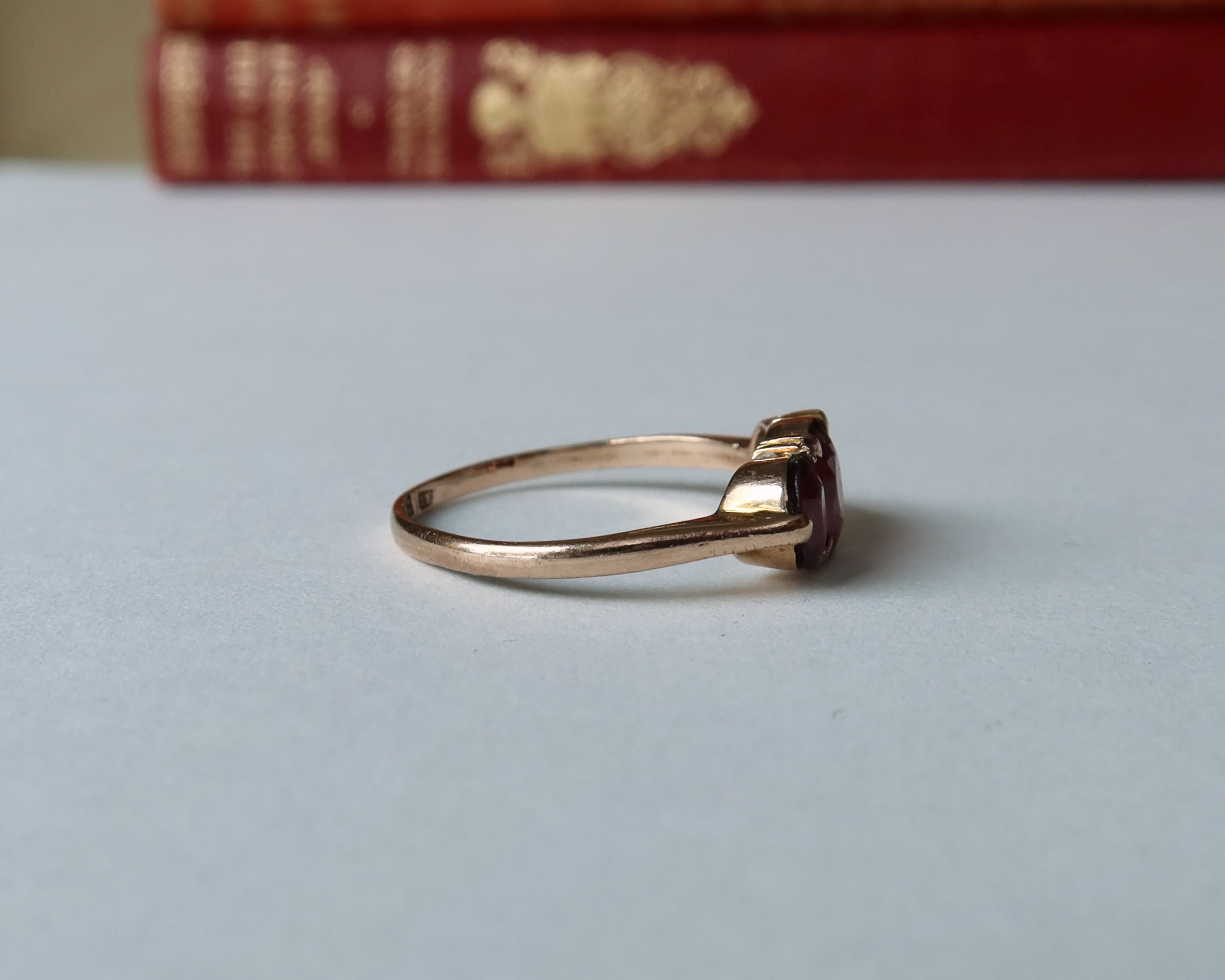 Victorian Garnet Trilogy Ring, 9k Rose Gold