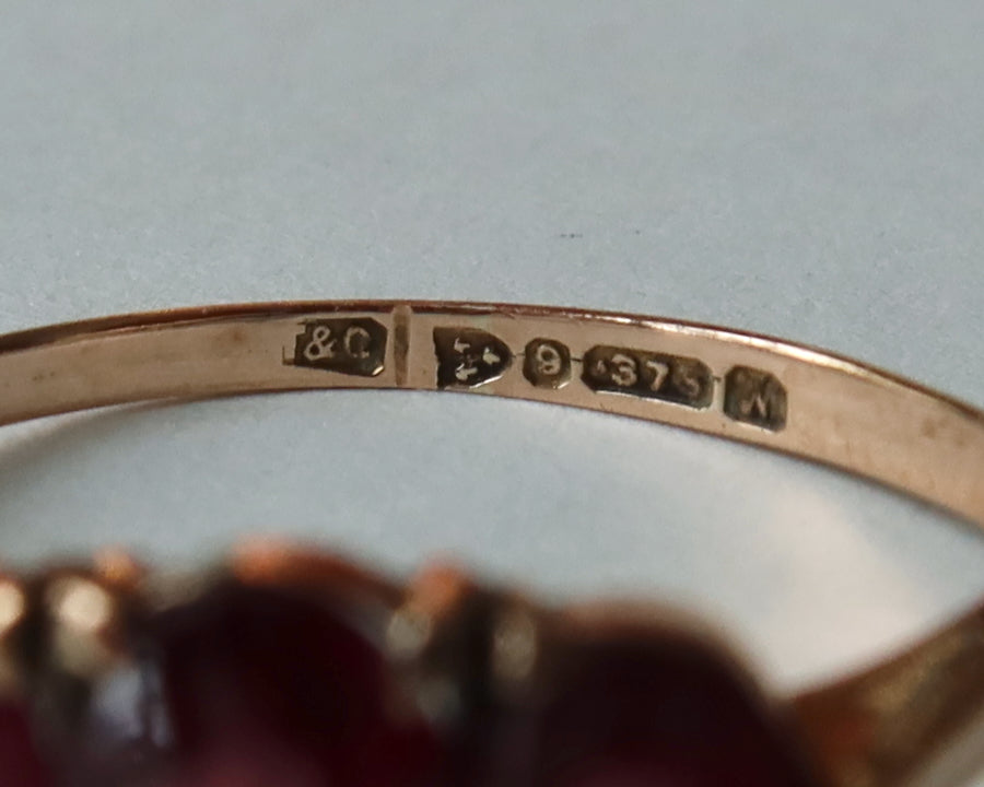 Victorian Garnet Trilogy Ring, 9k Rose Gold