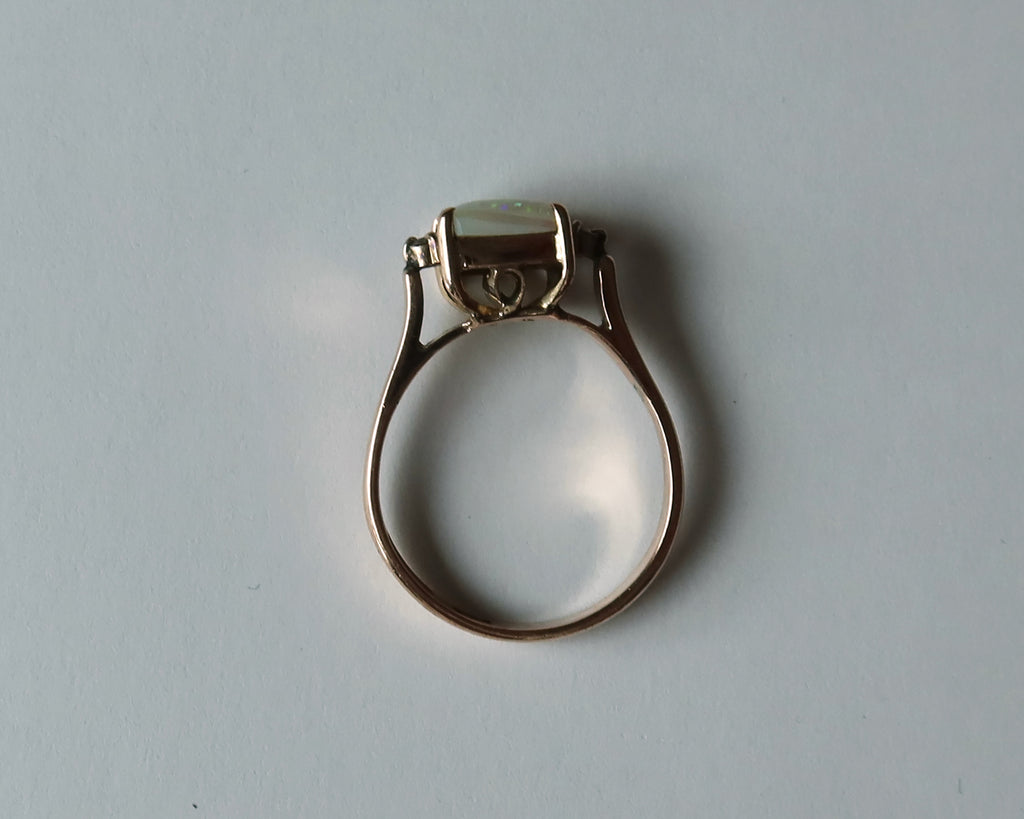 Edwardian Opal and Diamonds Ring, 14k