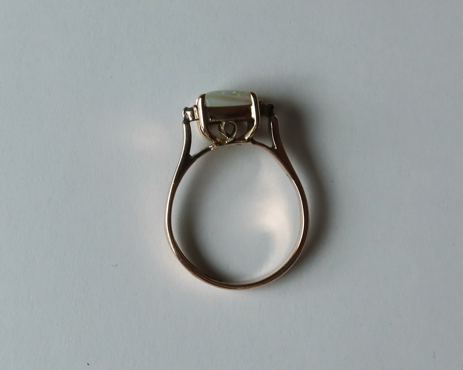 Edwardian Opal and Diamonds Ring, 14k