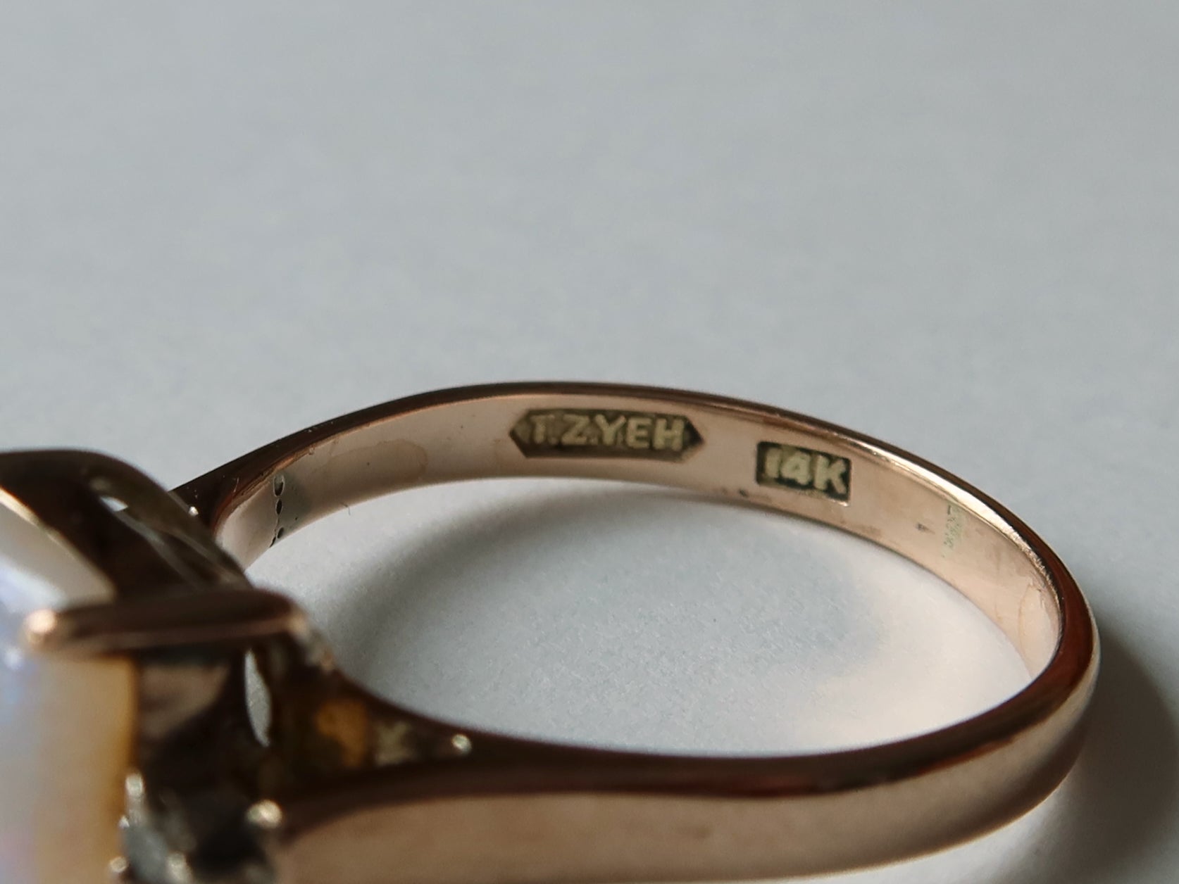 Edwardian Opal and Diamonds Ring, 14k