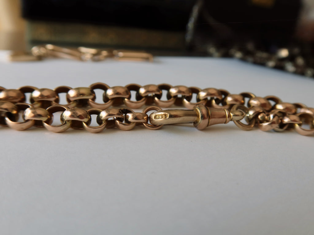 Victorian 9k Rose Gold Belcher Chain Bracelet