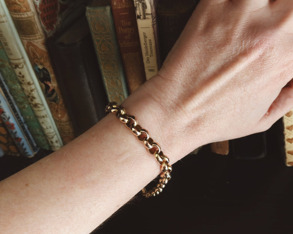 Victorian 9k Rose Gold Belcher Chain Bracelet