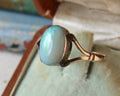 Antique Edwardian 9k Gold Natural Opal Ring, Oval Cabochon Opal