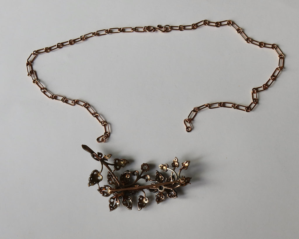 Antique Diamond Floral Convertible Jewel, Necklace / Brooch, Edwardian Belle Époque, c. 1900–1910