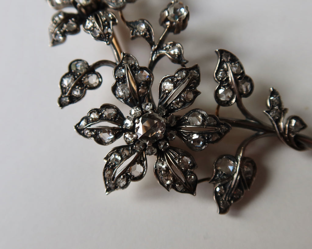 Antique Diamond Floral Convertible Jewel, Necklace / Brooch, Edwardian Belle Époque, c. 1900–1910