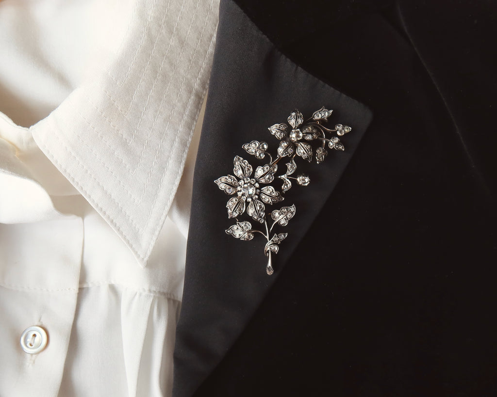Antique Diamond Floral Convertible Jewel, Necklace / Brooch, Edwardian Belle Époque, c. 1900–1910