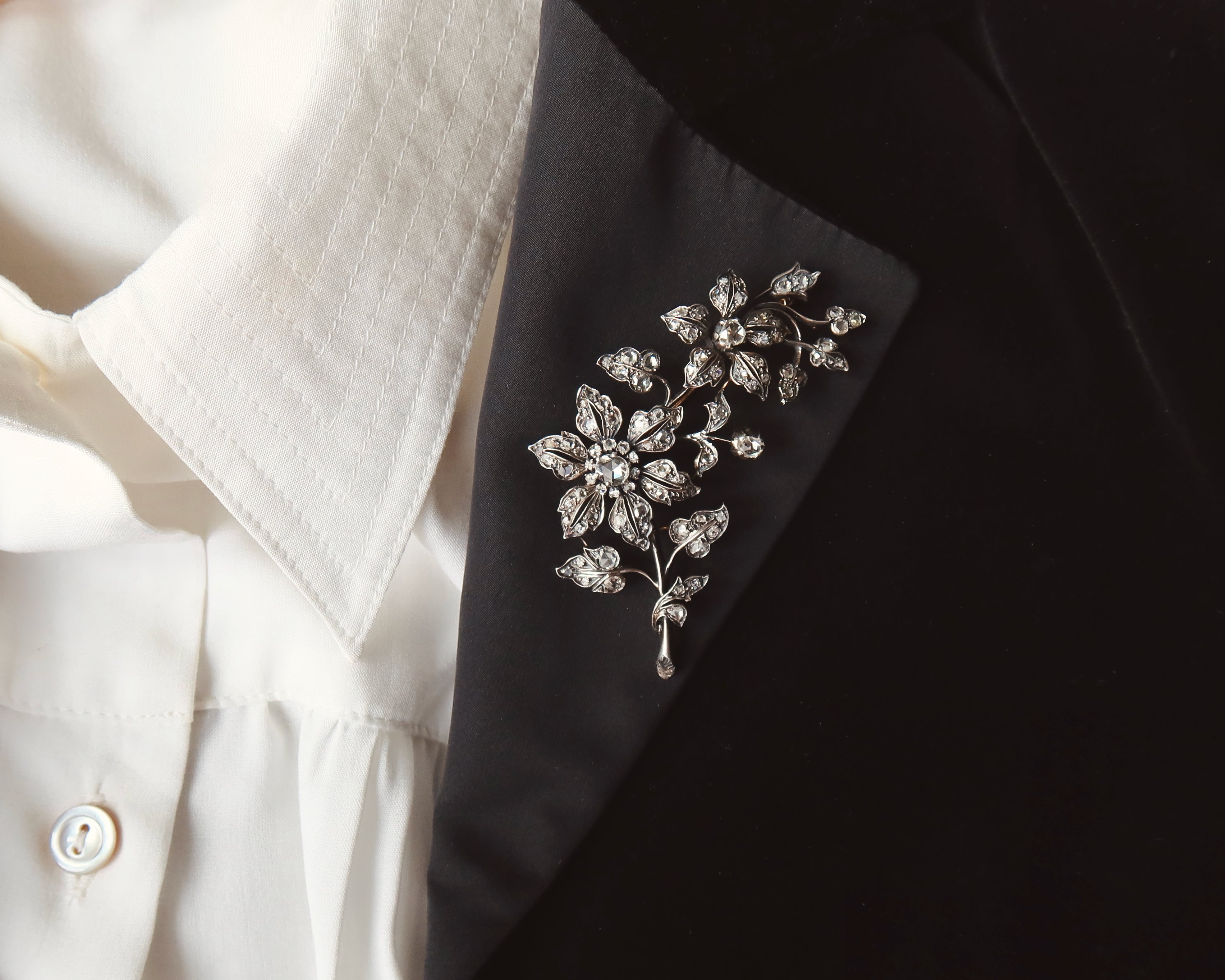 Antique Diamond Floral Convertible Jewel, Necklace / Brooch, Edwardian Belle Époque, c. 1900–1910