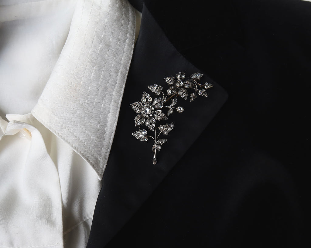 Antique Diamond Floral Convertible Jewel, Necklace / Brooch, Edwardian Belle Époque, c. 1900–1910