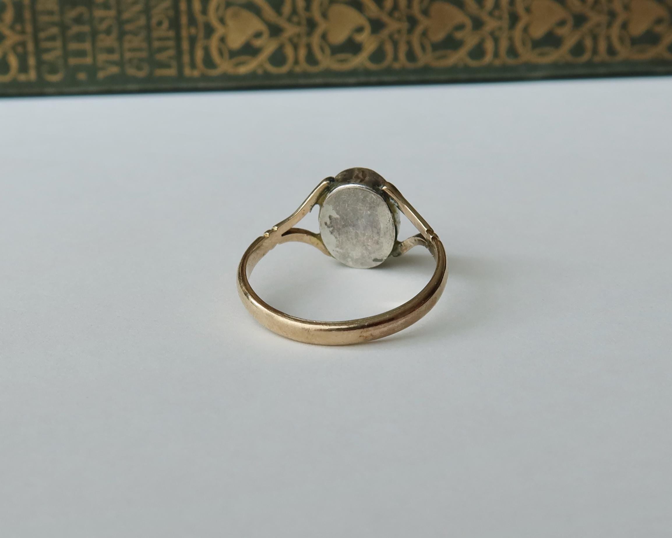 Antique Edwardian 9k Gold Natural Opal Ring, Oval Cabochon Opal